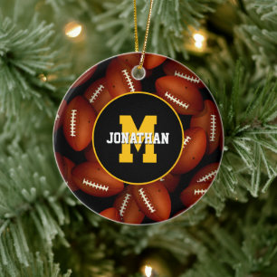 any school club fav team colors custom football ceramic ornament