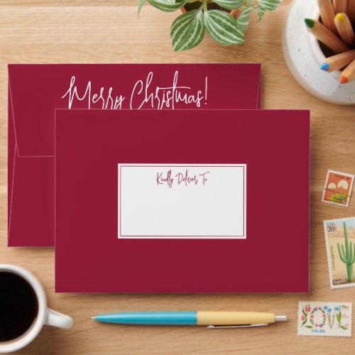 Any Script Chic Return Address Red Christmas Envelope