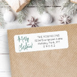 Any Script Modern Green Christmas Return Address Label<br><div class="desc">Add a stylish finishing touch to holiday card envelopes with modern customized return address labels. All text on this template is simple to personalize with any wording, such as Merry Christmas, Happy Holidays, Seasons Greetings, or Happy New Year. The festive green, white and black design features modern handwritten script calligraphy...</div>