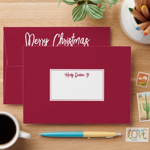 Any Script Modern Return Address Red Christmas Envelope