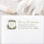 Any Script Monogram Gold Christmas Return Address Label<br><div class="desc">Add an elegant finishing touch to Holiday greeting cards or invitations with these artistic watercolor holly monogrammed return address labels. All text can easily be customized for either personal or corporate use. Change greeting to Happy Holidays, Happy New Year, Seasons Greetings, or custom message of your choice. Design features a...</div>