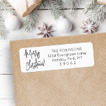 Any Script Simple Modern Christmas Return Address Label<br><div class="desc">Add a stylish finishing touch to holiday card envelopes with modern customized return address labels. All text on this template is simple to personalize with any wording, such as Merry Christmas, Happy Holidays, Seasons Greetings, or Happy New Year. The black and white design features modern handwritten script calligraphy and classic...</div>