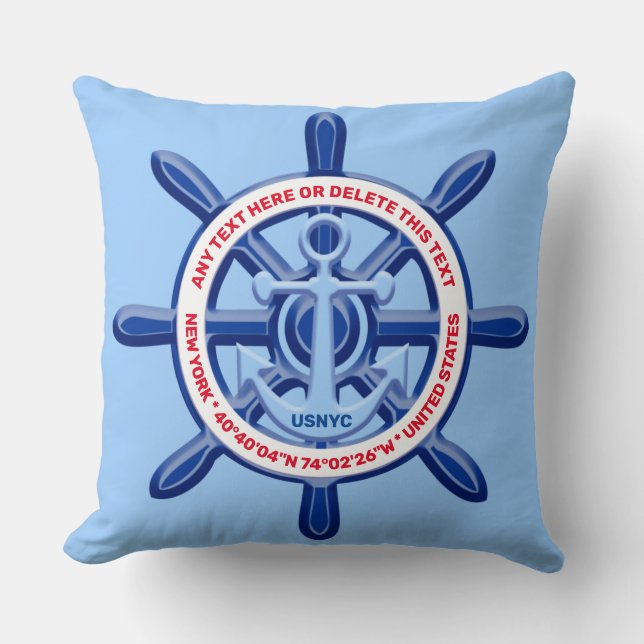 Any Sea Port, Ship, Country Customizable, Travel Throw Pillow (Front)