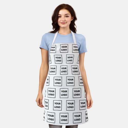 Any Shape Business Company Logo Pattern on White Apron