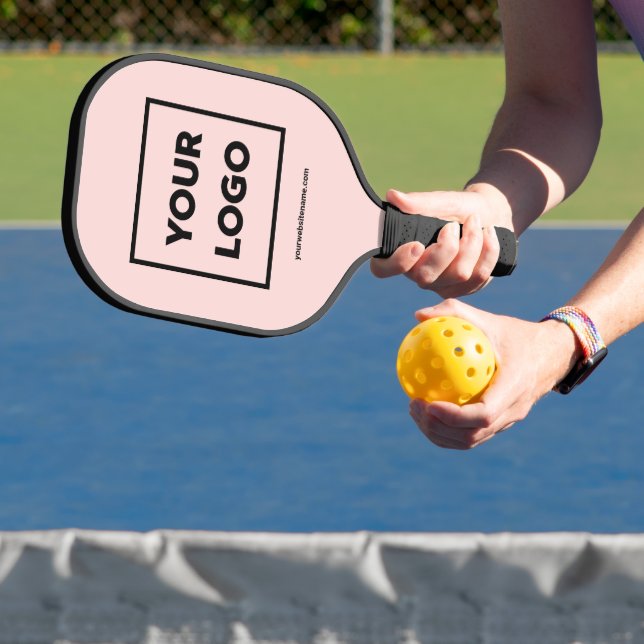 Any Shape Business Logo and Website Light Pink Pickleball Paddle (Insitu)