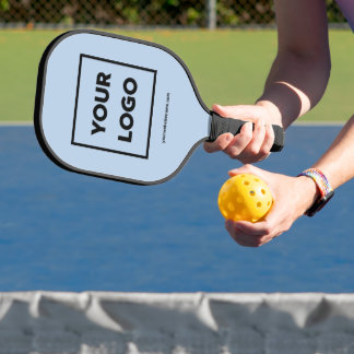 Any Shape Business Logo and Website on Light Blue Pickleball Paddle