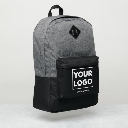 Any Shape Business Logo Custom Text Grey Black Port Authority Backpack