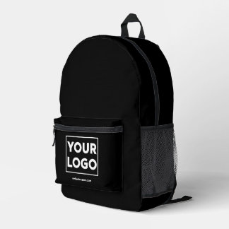 Any Shape Business Logo Custom Text on Black Printed Backpack