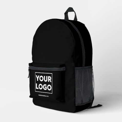 Any Shape Business Logo Custom Text on Black Printed Backpack