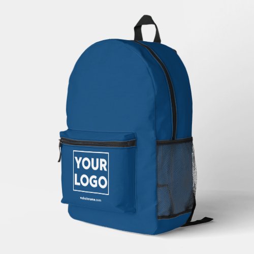 Any Shape Business Logo Custom Text on Blue Printed Backpack