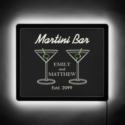 Any Size Shape Modern Couples Names Martini Bar L LED Sign