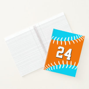 ANY team colors baseball softball w jersey number Notebook