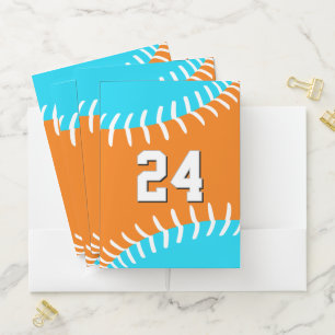 ANY team colors baseball softball w jersey number Pocket Folder