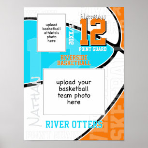 ANY team colors basketball team + athlete photo Poster