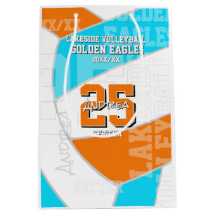 ANY team colors volleyball athlete name Medium Gift Bag