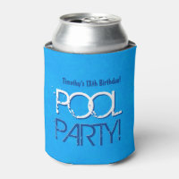 Any Teen Birthday Pool Party Save the Date P03Z Can Cooler
