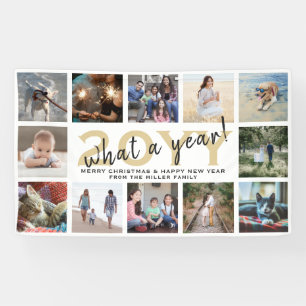 Any Text 12 Photo Christmas & New Years Holiday Banner