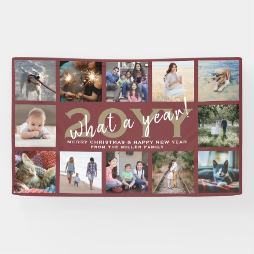 Any Text 12 Photo Christmas New Years Red Holiday Banner