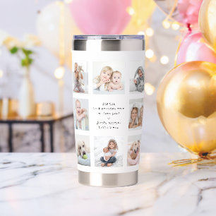 Any Text 16 Photo Collage Modern Minimal Keepsake Insulated Tumbler