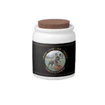 Any Text 1 Photo Black & Gold Pet Treat Cookie Jar