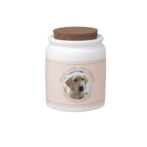 Any Text 1 Photo Blush Pink  Gold Pet Treat Jar