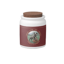 Any Text 1 Photo Burgundy & Gold Pet Treat Jar