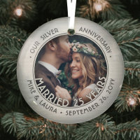Any Text 1 Photo Silver 25th Wedding Anniversary
