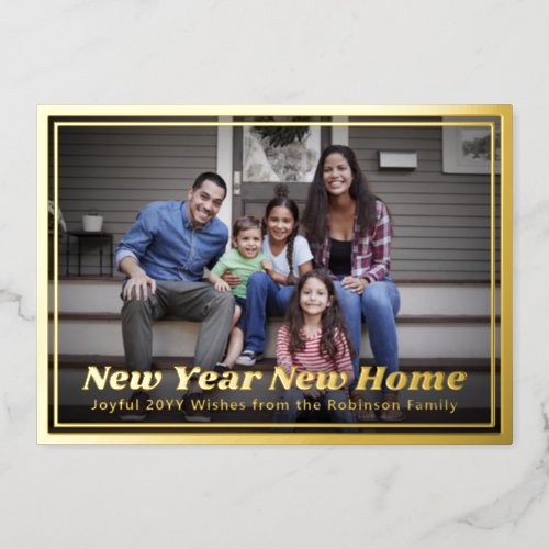 Any Text 2 Home Photos New Years Change of Address Foil Holiday Card