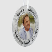 Any Text 2 Photo Memorial Elegant Faux Marble Ornament (Front)