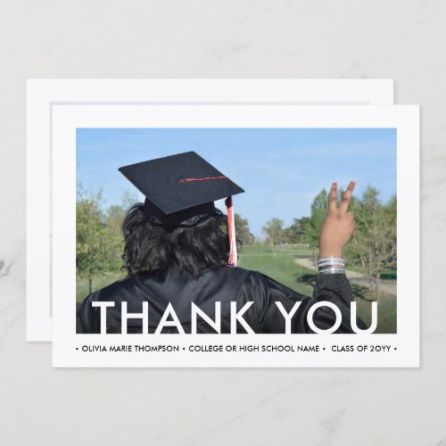 Any Text 2 Photo New Address Minimalist Graduation Thank You Card