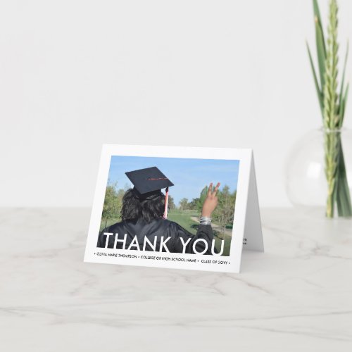 Any Text 2 Photo New Address Minimalist Graduation Thank You Card