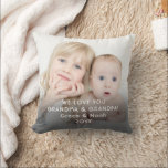 Any Text 2 Photo Stylish Minimalist Typography Throw Pillow<br><div class="desc">Celebrate the simple joys of the holidays with a stylish custom photo square throw pillow. The pictures and all wording on this template are simple to personalize and can be different or the same on front and back. If preferred, change "We Love You Grandma & Grandpa" to any wording of...</div>
