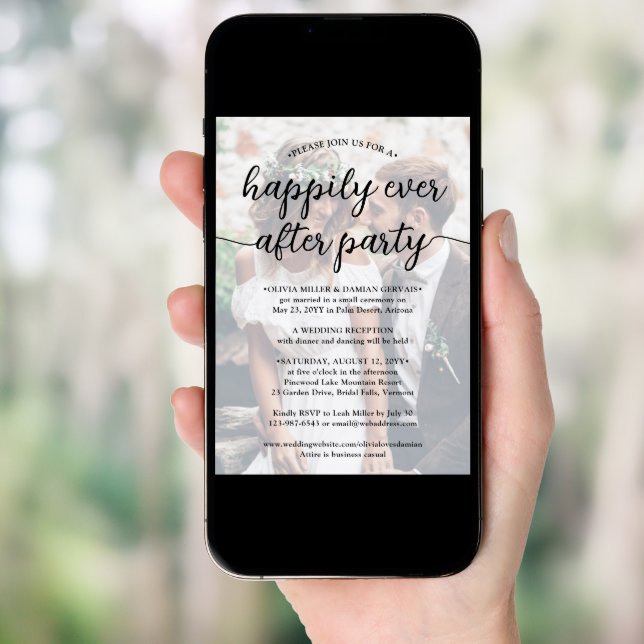 Any Text 2 Photo Wedding Happily Ever After Party Invitation (Front Digital)