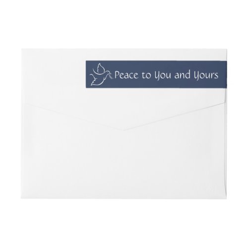 Any Text Bird of Peace Navy Holiday Return Address Wrap Around Label