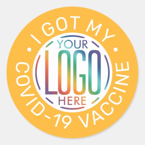 Any Text Business Logo Covid Vaccine Gold Yellow Classic Round Sticker