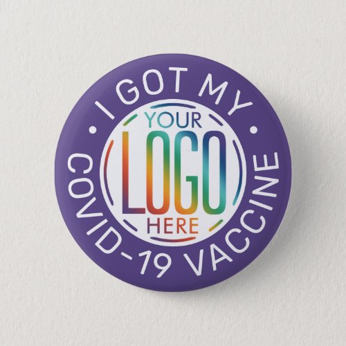 Any Text Business Logo Covid Vaccine Purple Button
