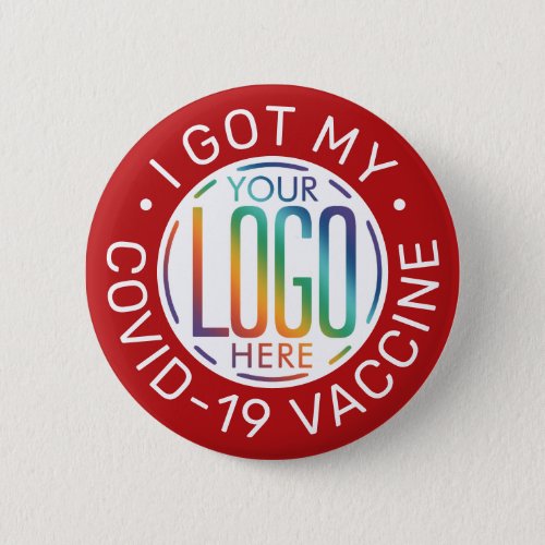 Any Text Business Logo Covid Vaccine Red Border Button