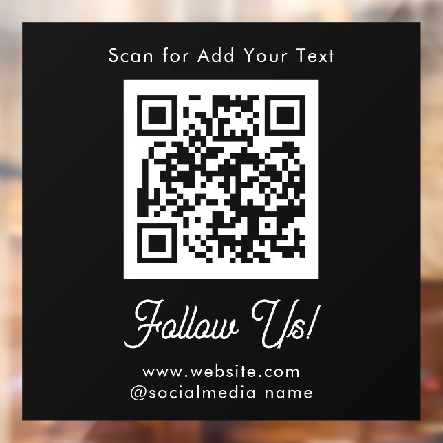 Any Text Business QR Code Window Cling (Sheet 2)