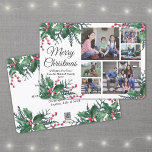 Any Text Christmas Holly & Berries 6 Photo Collage Holiday Card<br><div class="desc">Send stylish joyful greetings and share 6 of your favorite pictures with a custom photo collage holiday card. All text on this template is simple to customize to include any wording, such as Merry Christmas, Happy Holidays, Seasons Greetings, New Year Cheers etc. (IMAGE PLACEMENT TIP: An easy way to center...</div>