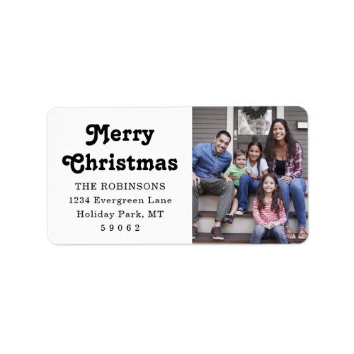 Any Text Christmas Photo Retro Return Address Label