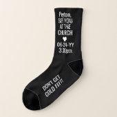 Any Text COLD FEET Funny Groom / Bride Black Socks (Left Outside)