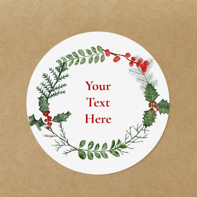 Any Text Custom Holiday Christmas Personalized Classic Round Sticker (Creator Uploaded)