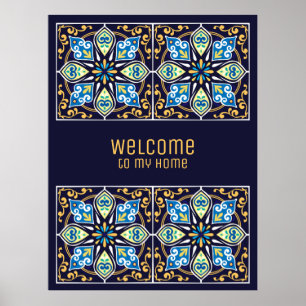 Any text customizable blue Azulejos  Poster