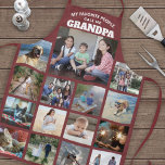Any Text Family Photo Collage Grandpa Burgundy Red Apron<br><div class="desc">Celebrate the simple joys of family and grandkids with an elegant custom photo collage burgundy and white apron. Pictures and all text are simple to customize. Quote that reads "My Favorite People Call Me Grandpa" can be personalized for Papa, Pop-pop, Paw-paw, Grandad, Grampa, Big Daddy, etc. (IMAGE PLACEMENT TIP: An...</div>