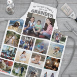 Any Text Family Photo Collage Grandpa Gray & White Apron<br><div class="desc">Celebrate the simple joys of family and grandkids with an elegant custom photo collage gray and white apron. Pictures and all text are simple to customize. Quote that reads "My Favorite People Call Me Grandpa" can be personalized for Papa, Pop-pop, Paw-paw, Grandad, Grampa, Big Daddy, etc. (IMAGE PLACEMENT TIP: An...</div>