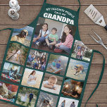 Any Text Family Photo Collage Grandpa Green White Apron<br><div class="desc">Celebrate the simple joys of family and grandkids with an elegant custom photo collage green and white apron. Pictures and all text are simple to customize. Quote that reads "My Favorite People Call Me Grandpa" can be personalized for Papa, Pop-pop, Paw-paw, Grandad, Grampa, Big Daddy, etc. (IMAGE PLACEMENT TIP: An...</div>