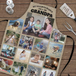 Any Text Family Photo Collage Grandpa Khaki Beige Apron<br><div class="desc">Celebrate the simple joys of family and grandkids with an elegant custom photo collage khaki and black apron. Pictures and all text are simple to customize. Quote that reads "My Favorite People Call Me Grandpa" can be personalized for Papa, Pop-pop, Paw-paw, Grandad, Grampa, Big Daddy, etc. (IMAGE PLACEMENT TIP: An...</div>