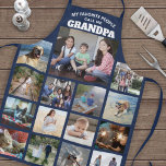 Any Text Family Photo Collage Grandpa Navy Blue Apron<br><div class="desc">Celebrate the simple joys of family and grandkids with an elegant custom photo collage navy blue and white apron. Pictures and all text are simple to customize. Quote that reads "My Favorite People Call Me Grandpa" can be personalized for Papa, Pop-pop, Paw-paw, Grandad, Grampa, Big Daddy, etc. (IMAGE PLACEMENT TIP:...</div>