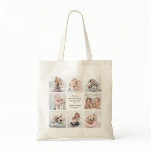 Any Text Front Back Photo Collage Modern Keepsake Tote Bag