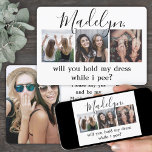 Any Text Funny Maid of Honor / Bridesmaid Proposal Invitation<br><div class="desc">A thoughtful way to ask your friend to share your special day is to give her a stylish customized photo collage gift she can save as a keepsake. This chic modern proposal invitation card is an elegant way to say "will you be my maid of honor / bridesmaid?" All pictures...</div>